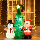 Aufblasbarer Weihnachtsbaum 1,85m mit Weihnachtsmann und Schneemann mit Lichtern Christbaum