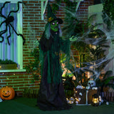 Lebensgroße Hexe 183cm Halloween Dekoration mit LED-Leuchte, Soundfunktion
