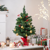 Weihnachtsbaum Christbaum mit Stechpalmenbeeren, Kugeln und LED-Lichtern, 40 cm