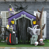 Aufblasbares Halloween Spukhaus, 260 cm mit LED-Beleuchtung. Halloween Deko Luftfigur
