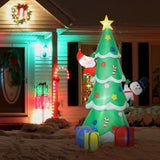Aufblasbarer Tannenbaum mit Nikolaus und Schneemann, 210 cm mit LED-Beleuchtung. Weihnachten Deko Luftfigur