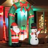Aufblasbarer Weihnachts-Torbogen 2,45m mit Weihnachtsmann und Schneemann Weihnachtsdeko aufblasbar LED-Licht