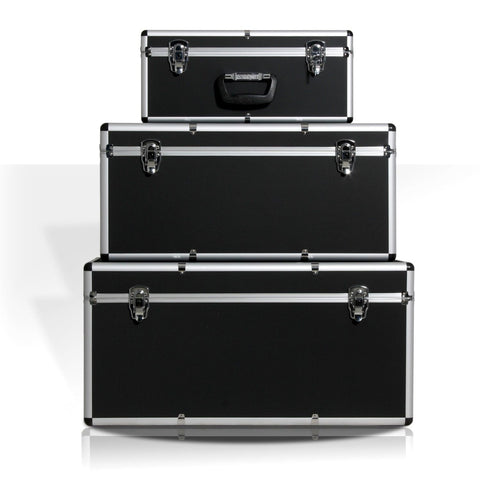 Aluminium-Transportkisten, 3er Set, schwarz oder silber