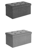 Sitzbank mit Stauraum, Sitztruhe, Sitzhocker, 80 Liter, 76 x 38 x 38 cm, Bezug aus Leinenimitat,.