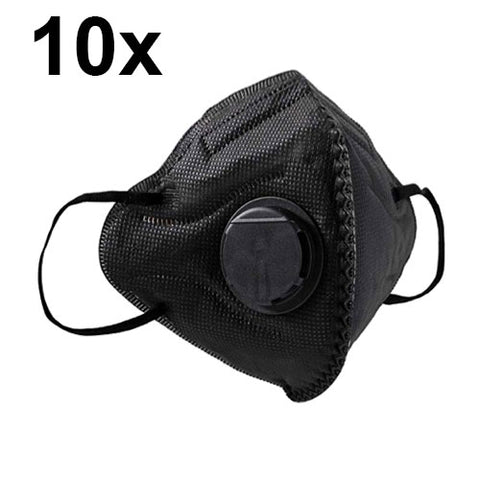 Ventil-Atemschutzmaske 5-lagig, schwarz. Black-Label.
