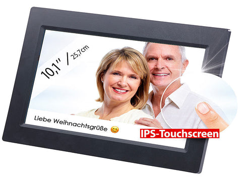 Bilder vom Handy mit 3 Klicks auf den Bilderrahmen senden: WLAN-Bilderrahmen mit 25,7-cm-IPS-Touch.